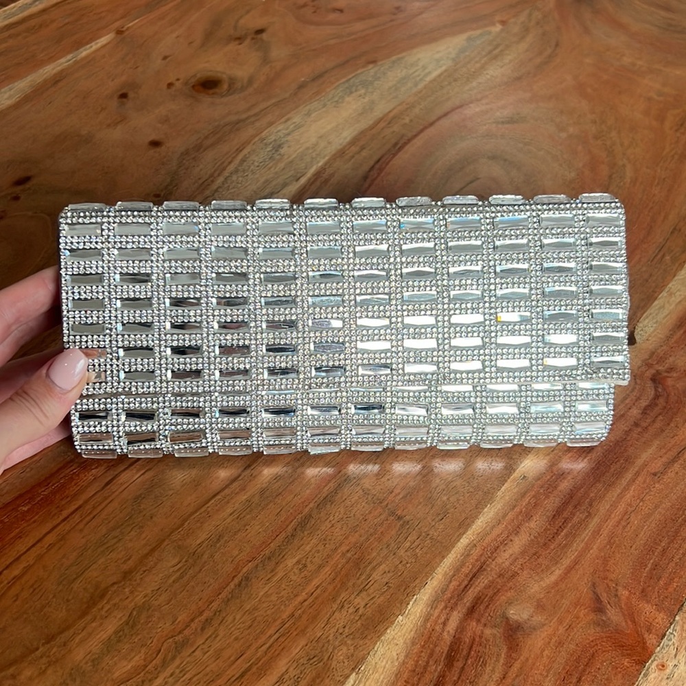 Aldo Silver Rhinestone Sparkly clutch